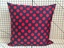 Load image into Gallery viewer, Decorative Handmade Pillow Cushion Cover 16” x 16” 18” x 18” 20” x 20” Navy Blue and Red Wine Polka Dots