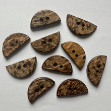 Load image into Gallery viewer, 10 Beautiful Coconut Shell Buttons 21mm x 10mm Wide Dresses Tops Coats Babies Blazers Shirt Sewing Craft Costumes