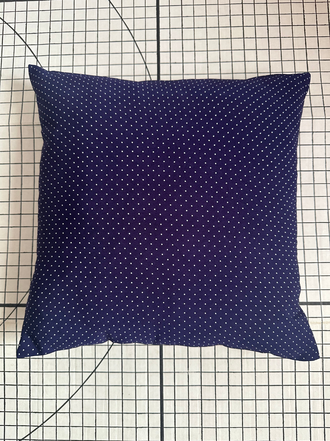 Decorative Handmade Pillow Cushion Cover 16” x 16” 18” x 18” Navy Blue and White Polka Dots
