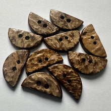 Load image into Gallery viewer, 10 Beautiful Coconut Shell Buttons 21mm x 10mm Wide Dresses Tops Coats Babies Blazers Shirt Sewing Craft Costumes