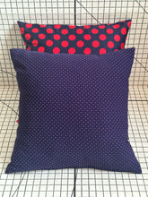 Load image into Gallery viewer, Decorative Handmade Pillow Cushion Cover 16” x 16” 18” x 18” Navy Blue and White Polka Dots