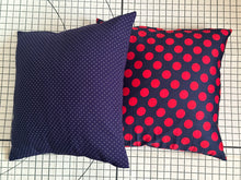 Load image into Gallery viewer, Decorative Handmade Pillow Cushion Cover 16” x 16” 18” x 18” Navy Blue and White Polka Dots