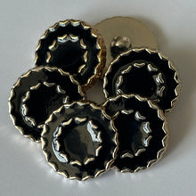 Load image into Gallery viewer, 5pcs BLACK LIGHT GOLD 25mm Wide Shank Chain Buttons Sewing Craft Coat Jacket Costume