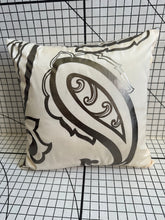 Load image into Gallery viewer, Decorative Handmade Pillow Cushion Cover 16” x 16” 18” x 18” Metallic Gray Brown Patterned Beige Cream