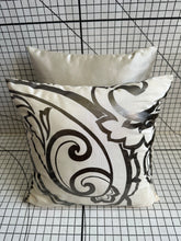 Load image into Gallery viewer, Decorative Handmade Pillow Cushion Cover 16” x 16” 18” x 18” Metallic Gray Brown Patterned Beige Cream