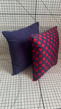 Load image into Gallery viewer, Decorative Handmade Pillow Cushion Cover 16” x 16” 18” x 18” 20” x 20” Navy Blue and Red Wine Polka Dots