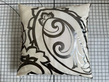 Load image into Gallery viewer, Decorative Handmade Pillow Cushion Cover 16” x 16” 18” x 18” Metallic Gray Brown Patterned Beige Cream