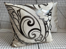 Load image into Gallery viewer, Decorative Handmade Pillow Cushion Cover 16” x 16” 18” x 18” Metallic Gray Brown Patterned Beige Cream