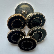 Load image into Gallery viewer, 5pcs BLACK LIGHT GOLD 25mm Wide Shank Chain Buttons Sewing Craft Coat Jacket Costume