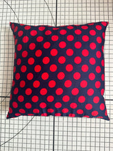 Load image into Gallery viewer, Decorative Handmade Pillow Cushion Cover 16” x 16” 18” x 18” 20” x 20” Navy Blue and Red Wine Polka Dots