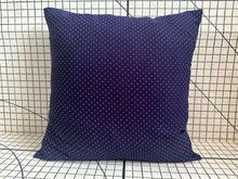 Load image into Gallery viewer, Decorative Handmade Pillow Cushion Cover 16” x 16” 18” x 18” Navy Blue and White Polka Dots
