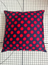 Load image into Gallery viewer, Decorative Handmade Pillow Cushion Cover 16” x 16” 18” x 18” 20” x 20” Navy Blue and Red Wine Polka Dots
