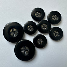 Load image into Gallery viewer, 2 6 GREY Black 15mm 23mm Wide Quality Beautiful Buttons Jacket Shirt Sewing Craft Costume
