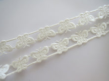 Load image into Gallery viewer, 1m Cream Butterfly 16mm Satin Trim Scrapbooking Lace Cardmaking Wedding Home Decor Sewing Craft Projects