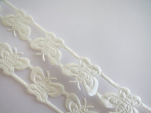 Load image into Gallery viewer, 1m Cream Butterfly 16mm Satin Trim Scrapbooking Lace Cardmaking Wedding Home Decor Sewing Craft Projects