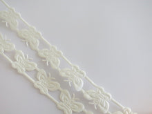 Load image into Gallery viewer, 1m Cream Butterfly 16mm Satin Trim Scrapbooking Lace Cardmaking Wedding Home Decor Sewing Craft Projects