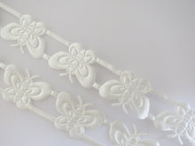 Load image into Gallery viewer, 1m Cream Butterfly 16mm Satin Trim Scrapbooking Lace Cardmaking Wedding Home Decor Sewing Craft Projects