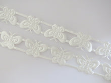 Load image into Gallery viewer, 1m Cream Butterfly 16mm Satin Trim Scrapbooking Lace Cardmaking Wedding Home Decor Sewing Craft Projects