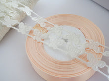 Load image into Gallery viewer, 1m Cream Butterfly 16mm Satin Trim Scrapbooking Lace Cardmaking Wedding Home Decor Sewing Craft Projects