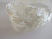 Load image into Gallery viewer, 1m Cream Butterfly 16mm Satin Trim Scrapbooking Lace Cardmaking Wedding Home Decor Sewing Craft Projects