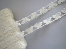 Load image into Gallery viewer, 1m Cream Butterfly 16mm Satin Trim Scrapbooking Lace Cardmaking Wedding Home Decor Sewing Craft Projects