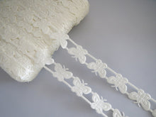 Load image into Gallery viewer, 1m Cream Butterfly 16mm Satin Trim Scrapbooking Lace Cardmaking Wedding Home Decor Sewing Craft Projects