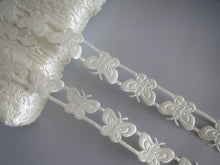 Load image into Gallery viewer, 1m Cream Butterfly 16mm Satin Trim Scrapbooking Lace Cardmaking Wedding Home Decor Sewing Craft Projects