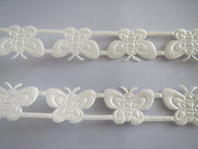 Load image into Gallery viewer, 1m Cream Butterfly 16mm Satin Trim Scrapbooking Lace Cardmaking Wedding Home Decor Sewing Craft Projects