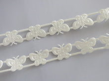 Load image into Gallery viewer, 1m Cream Butterfly 16mm Satin Trim Scrapbooking Lace Cardmaking Wedding Home Decor Sewing Craft Projects