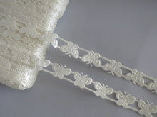 Load image into Gallery viewer, 1m Cream Butterfly 16mm Satin Trim Scrapbooking Lace Cardmaking Wedding Home Decor Sewing Craft Projects
