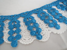 Load image into Gallery viewer, 1m BLUE GREEN Lace Trims 64mm Wide Embroidered Guipure Trimmings Cardmaking Wedding Home Decor Sewing Craft Projects