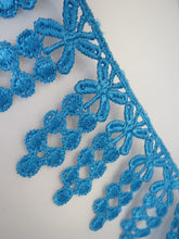 Load image into Gallery viewer, 1m BLUE GREEN Lace Trims 64mm Wide Embroidered Guipure Trimmings Cardmaking Wedding Home Decor Sewing Craft Projects