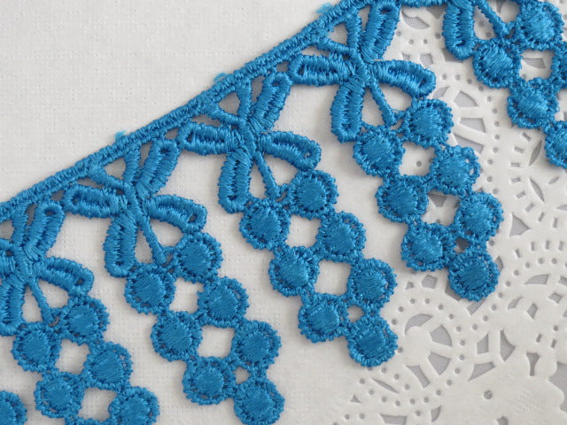 1m BLUE GREEN Lace Trims 64mm Wide Embroidered Guipure Trimmings Cardmaking Wedding Home Decor Sewing Craft Projects