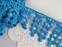 Load image into Gallery viewer, 1m BLUE GREEN Lace Trims 64mm Wide Embroidered Guipure Trimmings Cardmaking Wedding Home Decor Sewing Craft Projects