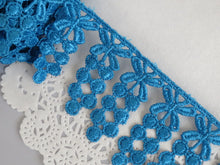 Load image into Gallery viewer, 1m BLUE GREEN Lace Trims 64mm Wide Embroidered Guipure Trimmings Cardmaking Wedding Home Decor Sewing Craft Projects