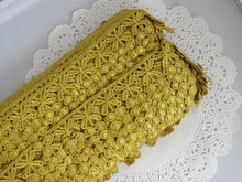 Load image into Gallery viewer, 1m GOLD Lace Trims 64mm Wide Embroidered Guipure Trimmings Cardmaking Wedding Home Decor Sewing Craft Projects