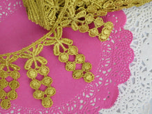 Load image into Gallery viewer, 1m GOLD Lace Trims 64mm Wide Embroidered Guipure Trimmings Cardmaking Wedding Home Decor Sewing Craft Projects