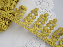 Load image into Gallery viewer, 1m GOLD Lace Trims 64mm Wide Embroidered Guipure Trimmings Cardmaking Wedding Home Decor Sewing Craft Projects