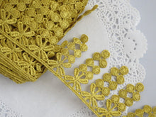 Load image into Gallery viewer, 1m GOLD Lace Trims 64mm Wide Embroidered Guipure Trimmings Cardmaking Wedding Home Decor Sewing Craft Projects