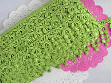 Load image into Gallery viewer, 1m LIME GREEN Lace Trims 64mm Wide Embroidered Guipure Trimmings Cardmaking Wedding Home Decorations Sewing Craft Projects