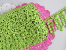 Load image into Gallery viewer, 1m LIME GREEN Lace Trims 64mm Wide Embroidered Guipure Trimmings Cardmaking Wedding Home Decorations Sewing Craft Projects