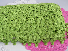 Load image into Gallery viewer, 1m LIME GREEN Lace Trims 64mm Wide Embroidered Guipure Trimmings Cardmaking Wedding Home Decorations Sewing Craft Projects