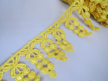 Load image into Gallery viewer, 1m YELLOW Lace Trims 64mm Wide Embroidered Guipure Trimmings Cardmaking Wedding Home Decor Sewing Craft Projects