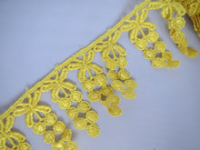 Load image into Gallery viewer, 1m YELLOW Lace Trims 64mm Wide Embroidered Guipure Trimmings Cardmaking Wedding Home Decor Sewing Craft Projects