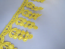 Load image into Gallery viewer, 1m YELLOW Lace Trims 64mm Wide Embroidered Guipure Trimmings Cardmaking Wedding Home Decor Sewing Craft Projects