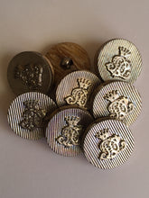 Load image into Gallery viewer, 5 10 20 CROWN SILVER WOODEN 18mm Wide Shank Buttons Dresses Tops Coats Babies Blazers Uniforms Shirt Sewing Craft