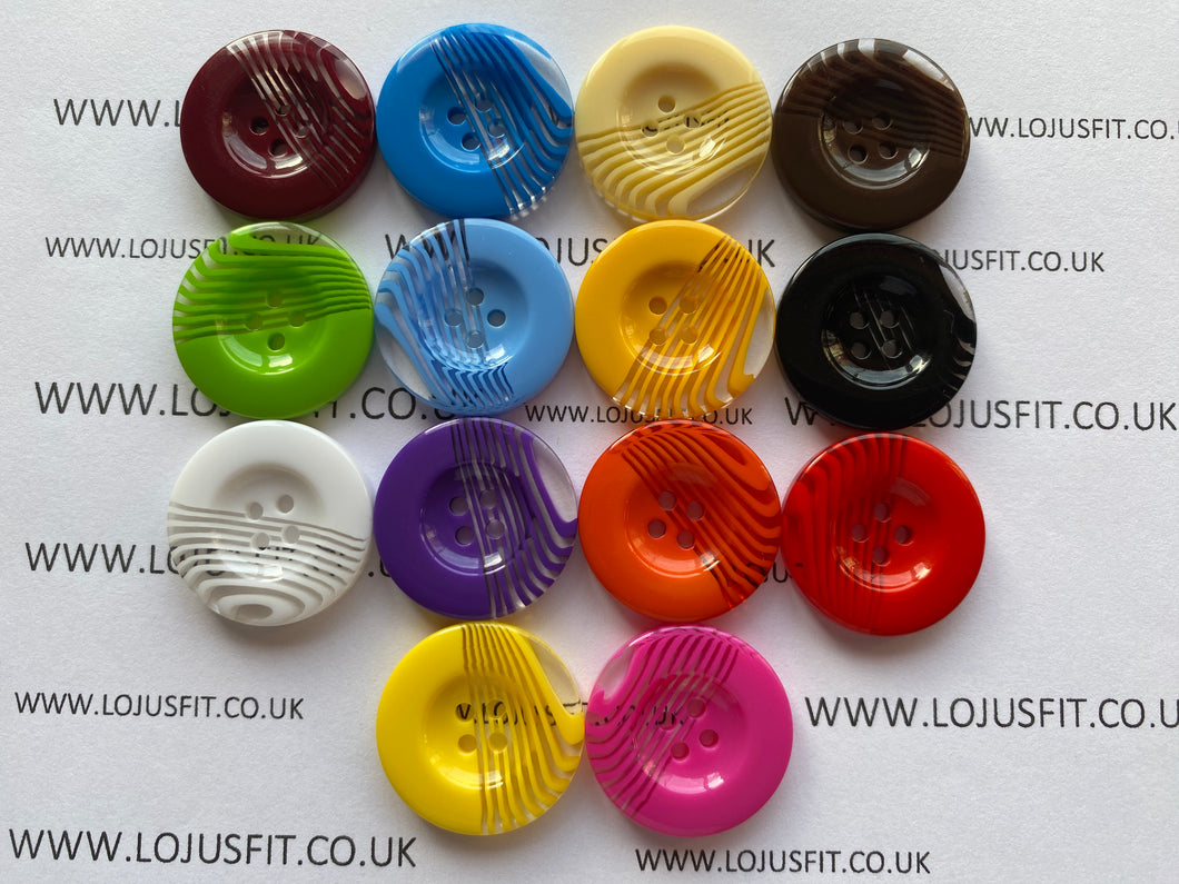1pc Stripes Across Plastic Buttons 25mm for Sewing Craft Jacket Shirt Skirt Trousers Coat Many Colours