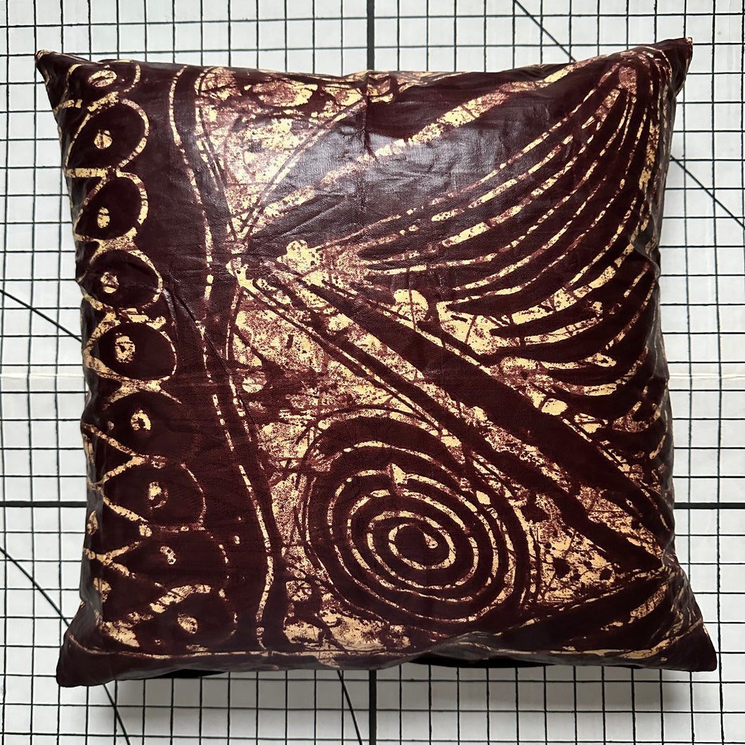 Decorative Handmade Pillow Cushion Cover 16” x 16” 18” x 18” 20” x 20” Kampala Batik African Fabric Brown Cream