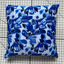 Load image into Gallery viewer, Decorative Handmade Pillow Cushion Cover 16” x 16” 18” x 18” 20” x 20” Blue Flower
