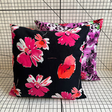 Load image into Gallery viewer, Decorative Handmade Pillow Cushion Cover 16” x 16” 18” x 18” Pink Red Black Flower